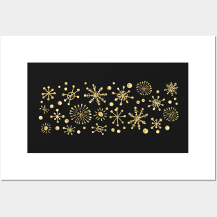 Gold Retro Stars on Black Posters and Art